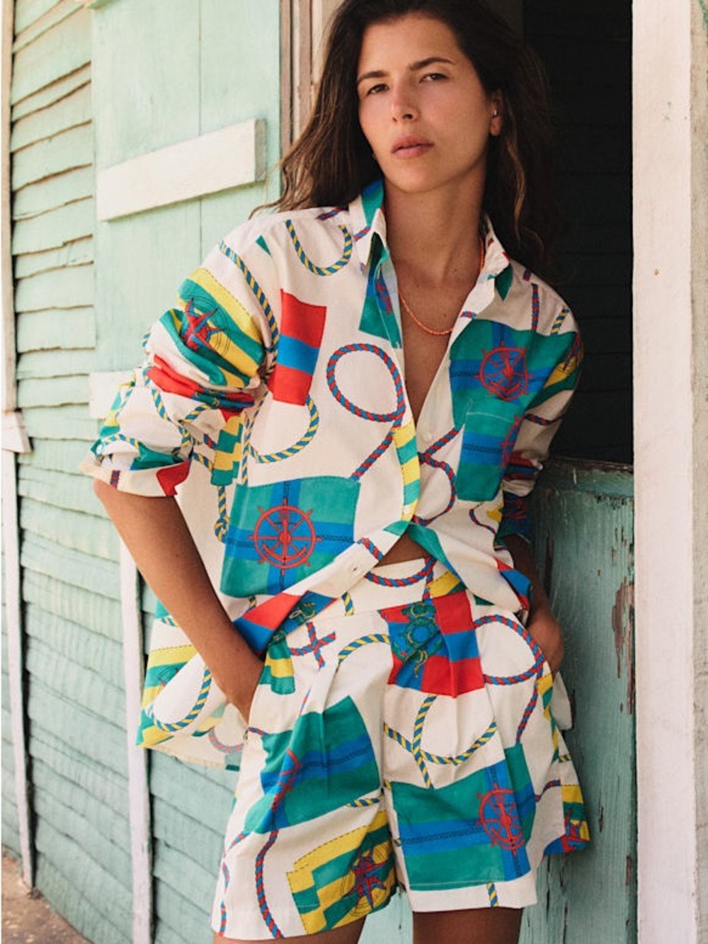 Sezane Max Shirt Marina Print